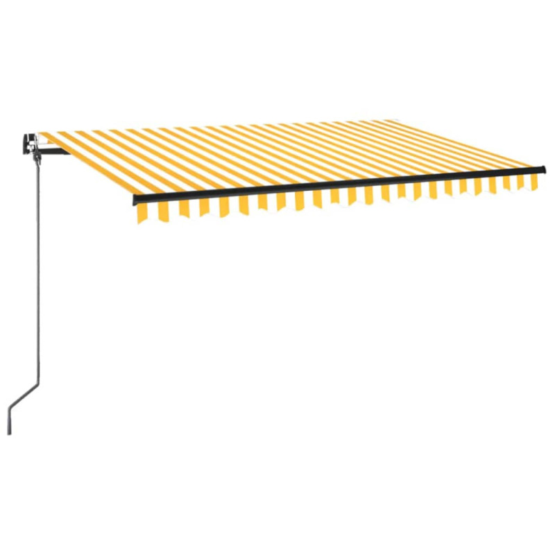 Ręcznie zwijana markiza z LED, 400 x 350 cm, żółto-biała