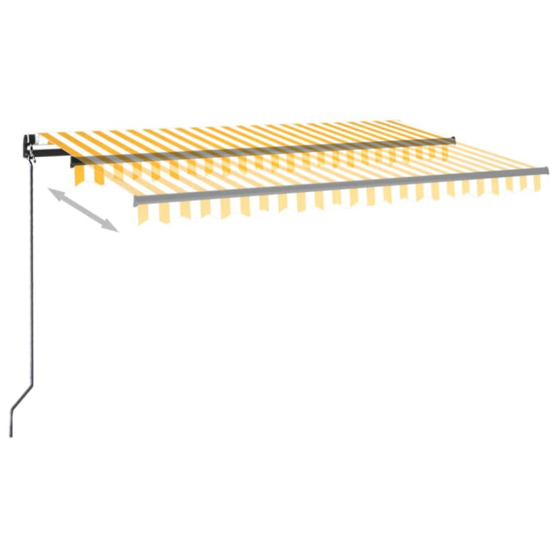 Ręcznie zwijana markiza z LED, 400 x 350 cm, żółto-biała