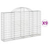 Kosze gabionowe, 9 szt, 200x30x120/140 cm, galwanizowane żelazo