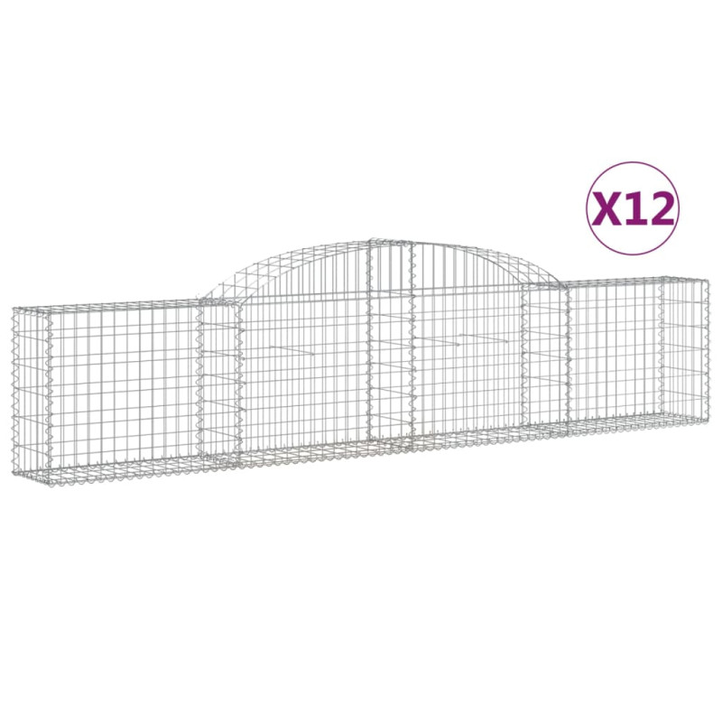 Kosze gabionowe, 12 szt., 300x30x60/80 cm, galwanizowane żelazo