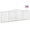Kosze gabionowe, 6 szt, 400x30x120/140 cm, galwanizowane żelazo