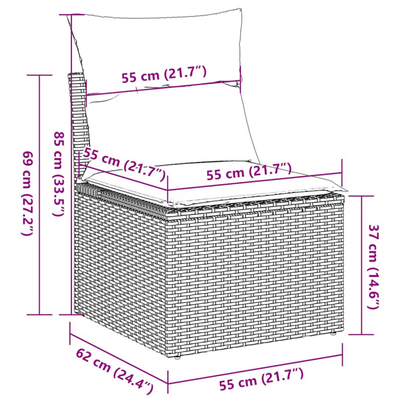 7-cz. zestaw wypoczynkowy do ogrodu, z poduszkami, beżowy