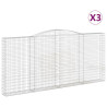 Kosze gabionowe, 3 szt, 400x30x180/200 cm, galwanizowane żelazo