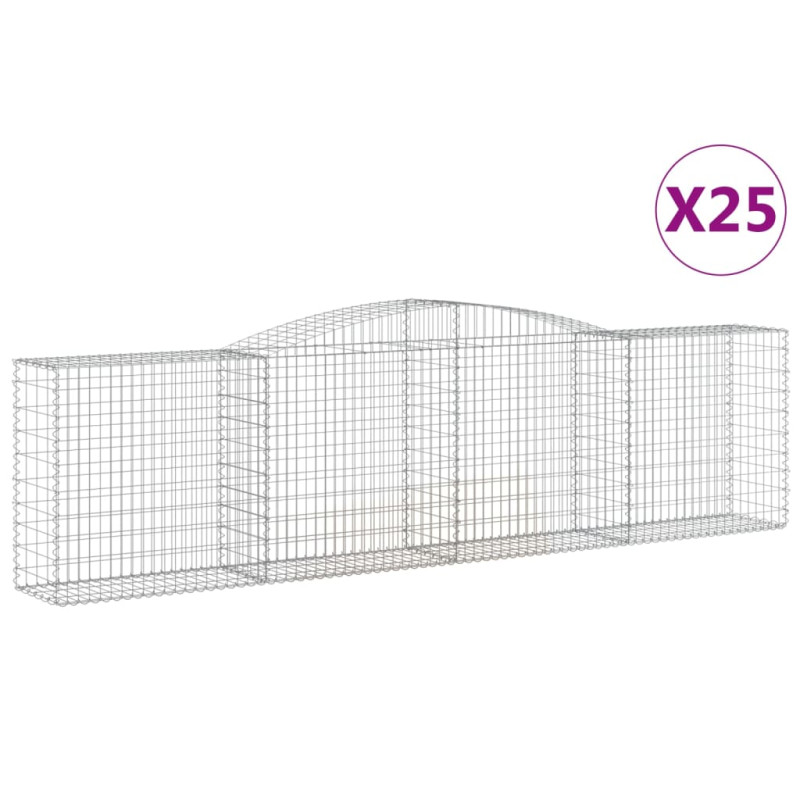 Kosze gabionowe, 25 szt, 400x50x100/120 cm galwanizowane żelazo