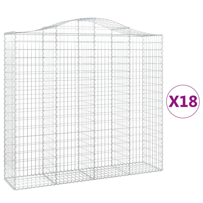 Kosze gabionowe, 18 szt, 200x50x180/200cm, galwanizowane żelazo