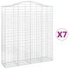 Kosze gabionowe, 7 szt, 200x50x220/240 cm, galwanizowane żelazo