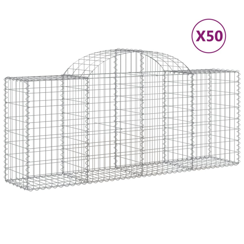 Kosze gabionowe, 50 szt, 200x50x80/100 cm, galwanizowane żelazo