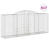 Kosze gabionowe, 17 szt, 300x50x120/140cm, galwanizowane żelazo