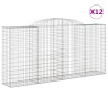 Kosze gabionowe, 12 szt, 300x50x140/160cm, galwanizowane żelazo