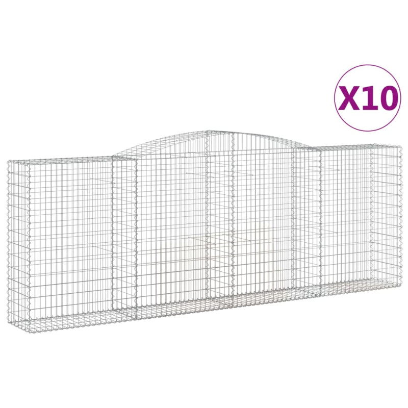 Kosze gabionowe, 10 szt, 400x50x140/160cm, galwanizowane żelazo