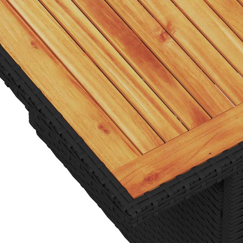 7-cz. zestaw mebli z poduszkami, czarny, polirattan i akacja