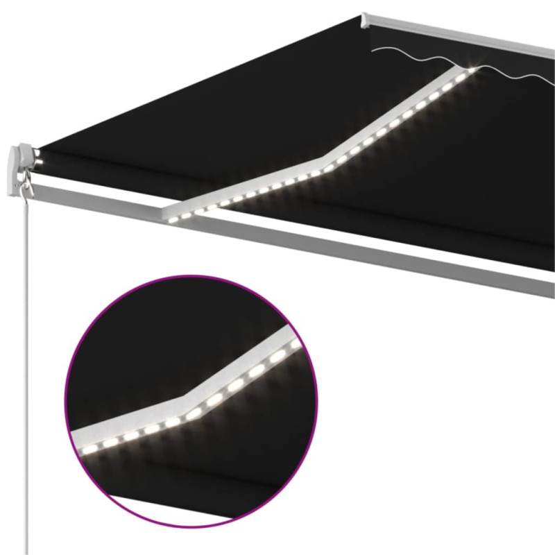 Ręcznie zwijana markiza z LED, 600x350 cm, antracytowa