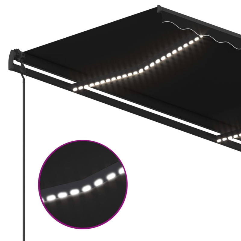 Ręcznie zwijana markiza z LED, 4,5x3,5 m, antracytowa