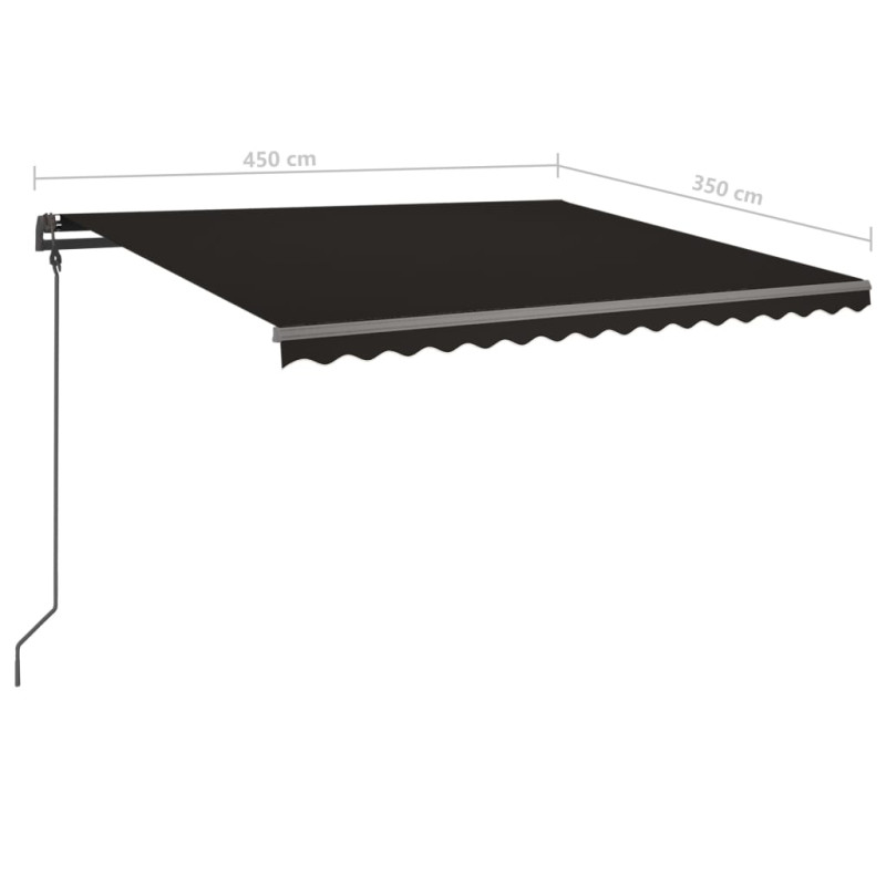 Ręcznie zwijana markiza z LED, 4,5x3,5 m, antracytowa