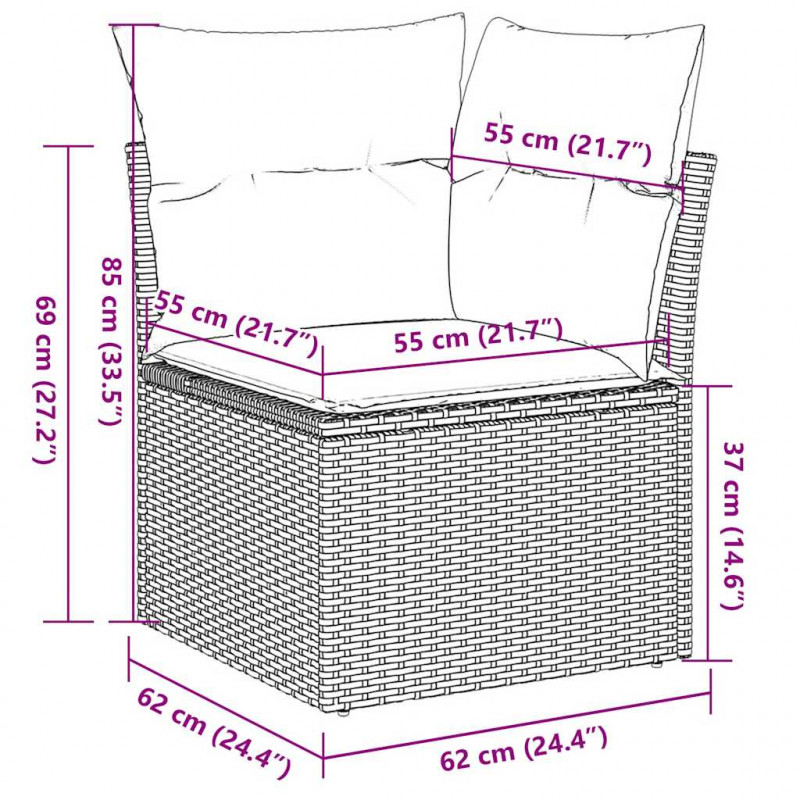 5-cz. zestaw mebli z poduszkami, beżowy, rattan PE i akacja