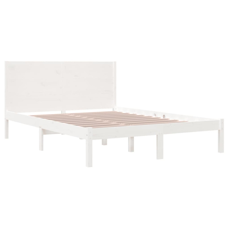 Rama łóżka bez materaca, biała, 140x190 cm, lite drewno sosnowe
