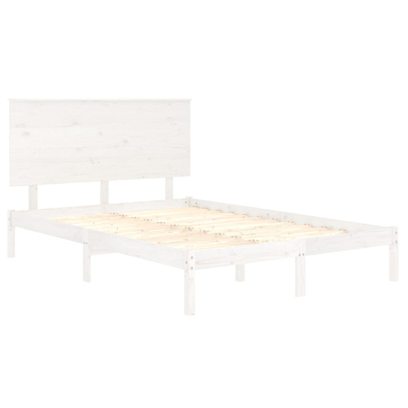 Rama łóżka bez materaca, biała, 140x200 cm, lite drewno sosnowe