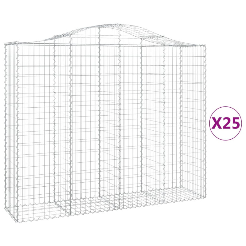 Kosze gabionowe, 25 szt, 200x50x160/180cm, galwanizowane żelazo