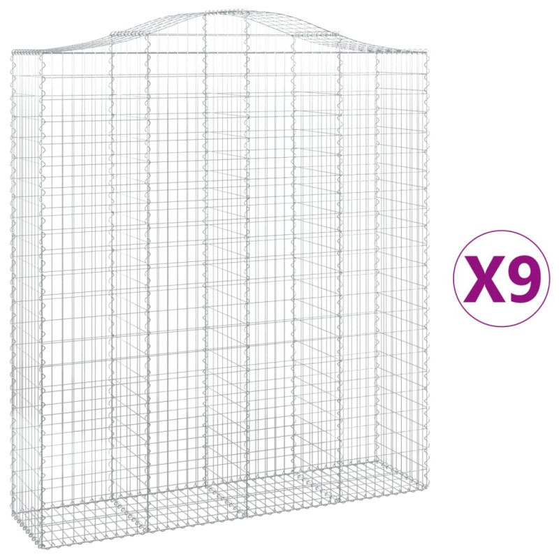 Kosze gabionowe, 9 szt, 200x50x220/240 cm, galwanizowane żelazo