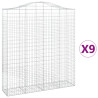 Kosze gabionowe, 9 szt, 200x50x220/240 cm, galwanizowane żelazo