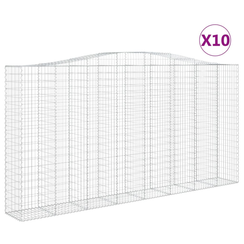 Kosze gabionowe, 10 szt, 400x50x200/220cm, galwanizowane żelazo