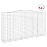 Kosze gabionowe, 10 szt, 400x50x200/220cm, galwanizowane żelazo