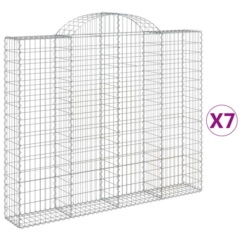 Kosze gabionowe, 7 szt, 200x30x160/180 cm, galwanizowane żelazo