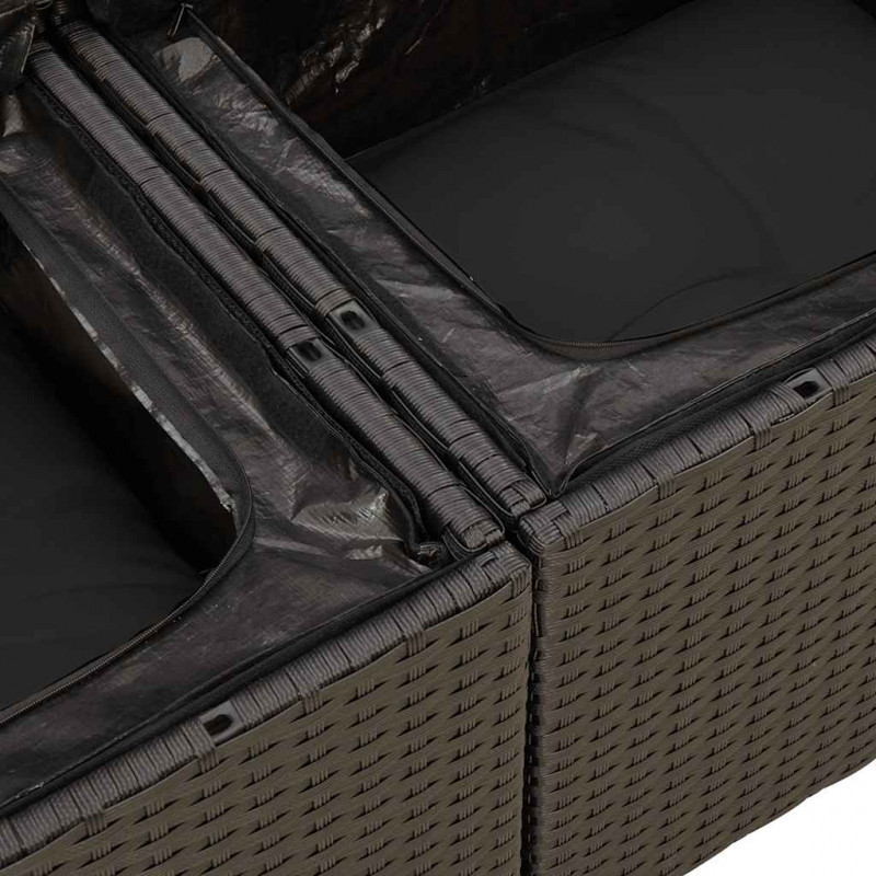 8-cz. zestaw mebli z poduszkami, czarny, polirattan i akacja