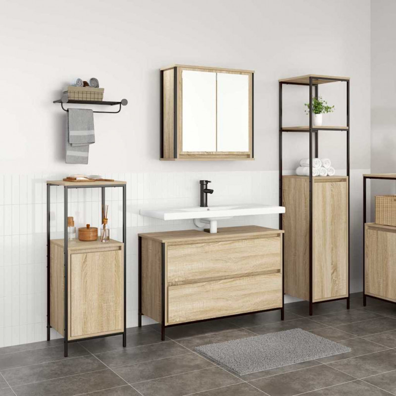 Zestaw mebli łazienkowych z szufladą z półką 3 pcs Dąb Sonoma