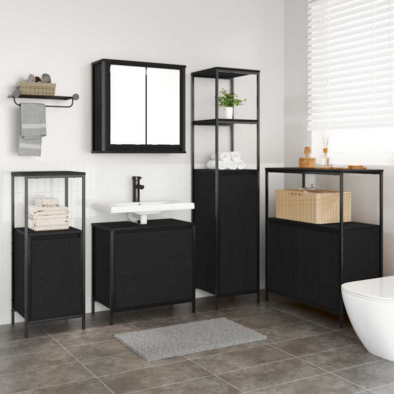 Zestaw mebli łazienkowych 5 pcs Czarny 76.5 x 35 x 95 cm