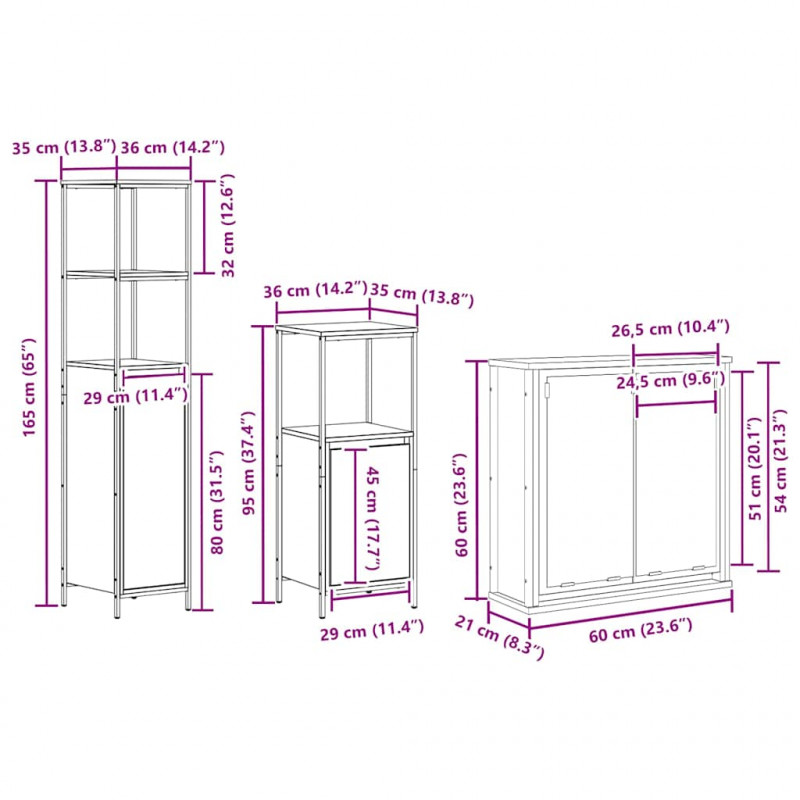 Zestaw mebli łazienkowych 5 pcs Beżowy 76.5 x 35 x 95 cm