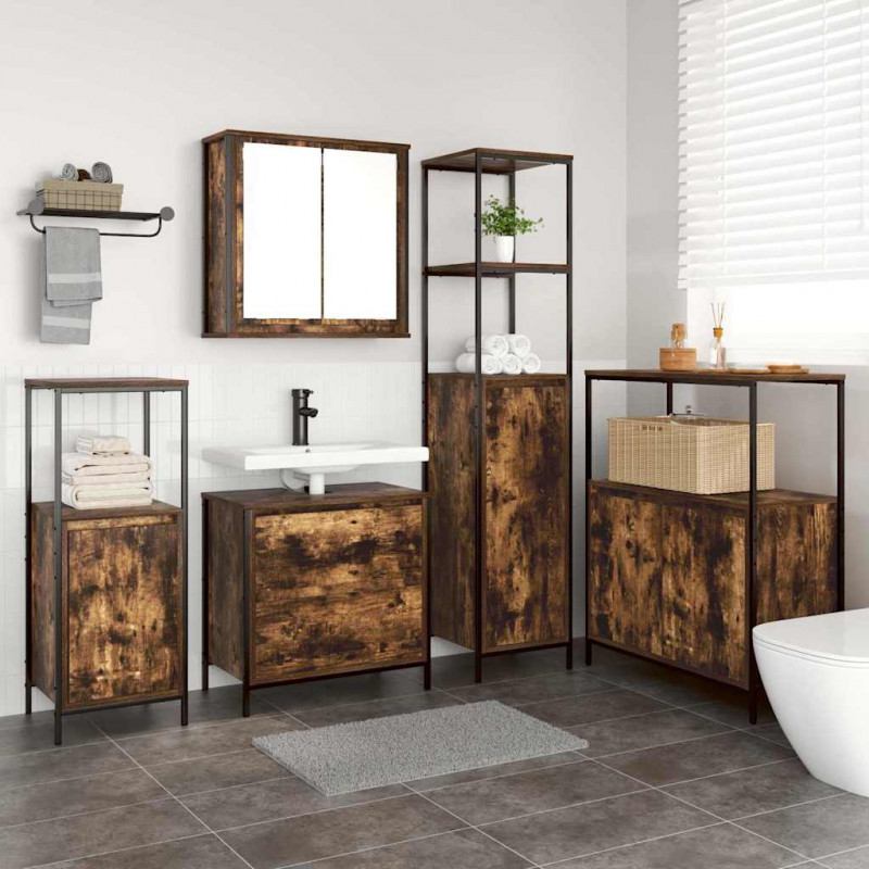 Zestaw mebli łazienkowych 5 pcs Brązowy 76.5 x 35 x 95 cm