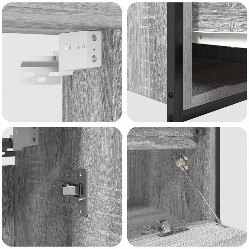 Zestaw mebli łazienkowych z półką 5 pcs Szary 76.5 x 35 x 95 cm