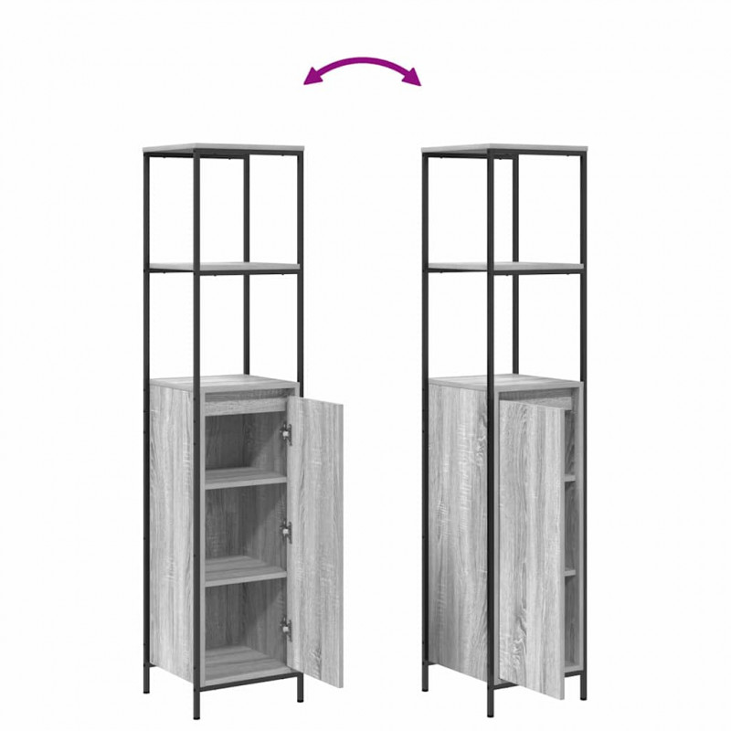 Zestaw mebli łazienkowych z półką 2 pcs Szary sonoma i Czarny