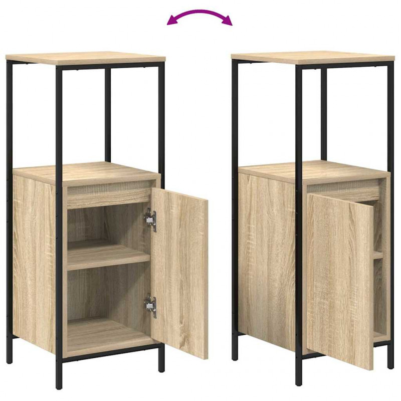 Zestaw mebli łazienkowych z półką 3 pcs Dąb Sonoma i czarny