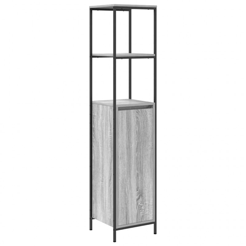 Zestaw mebli łazienkowych z półką 3 pcs Szary Sonoma i czarny