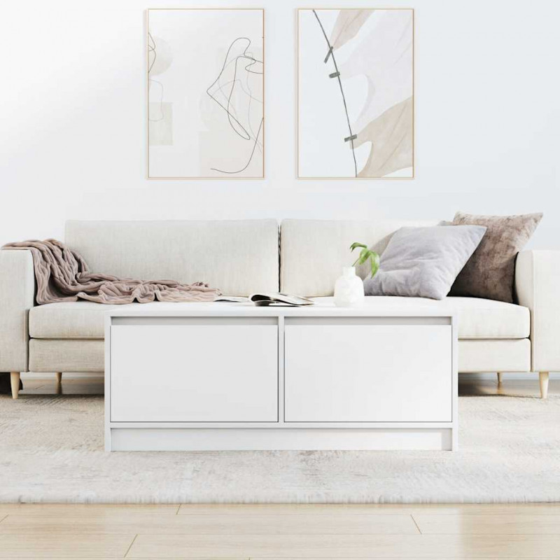 Stolik kawowy z szufladami Biały 100x100x40 cm