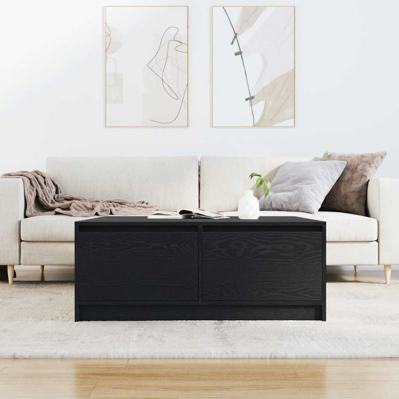 Stolik kawowy z szufladami Czarny dąb 100x100x40 cm