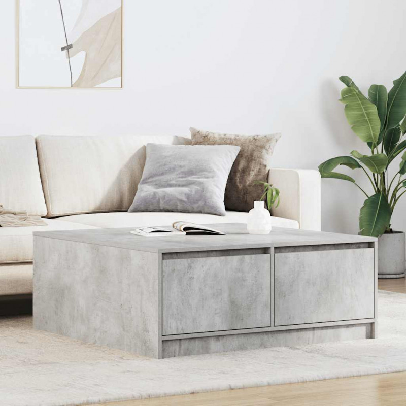Stolik kawowy z szufladami Betonowy szary 100x100x40 cm