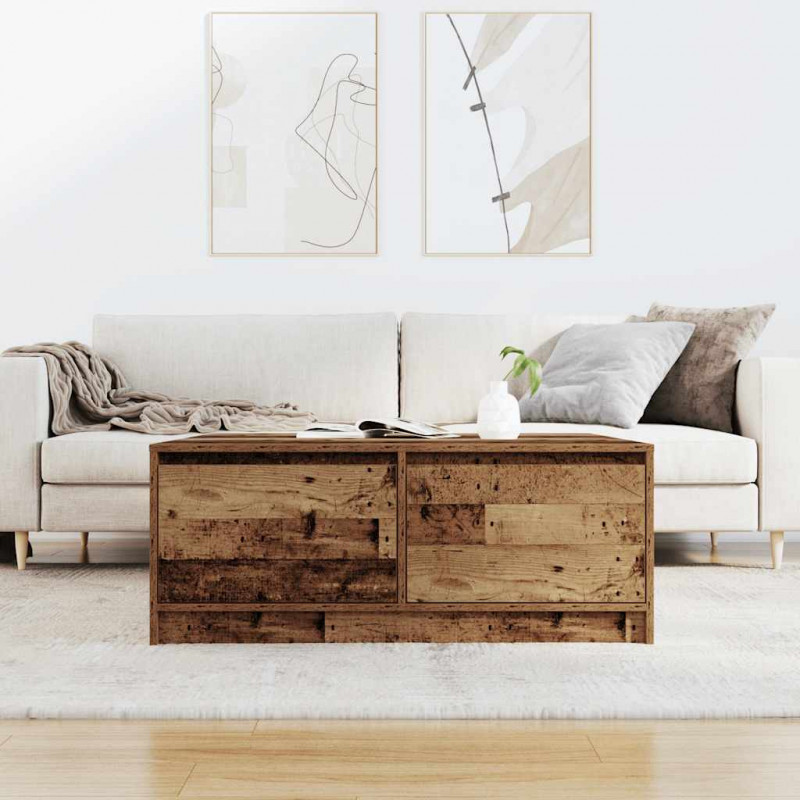 Stolik kawowy z szufladami Stare drewno 100x100x40 cm