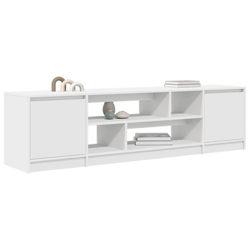 Szafka RTV Biała 188,5x41x50 cm Drewno klejone