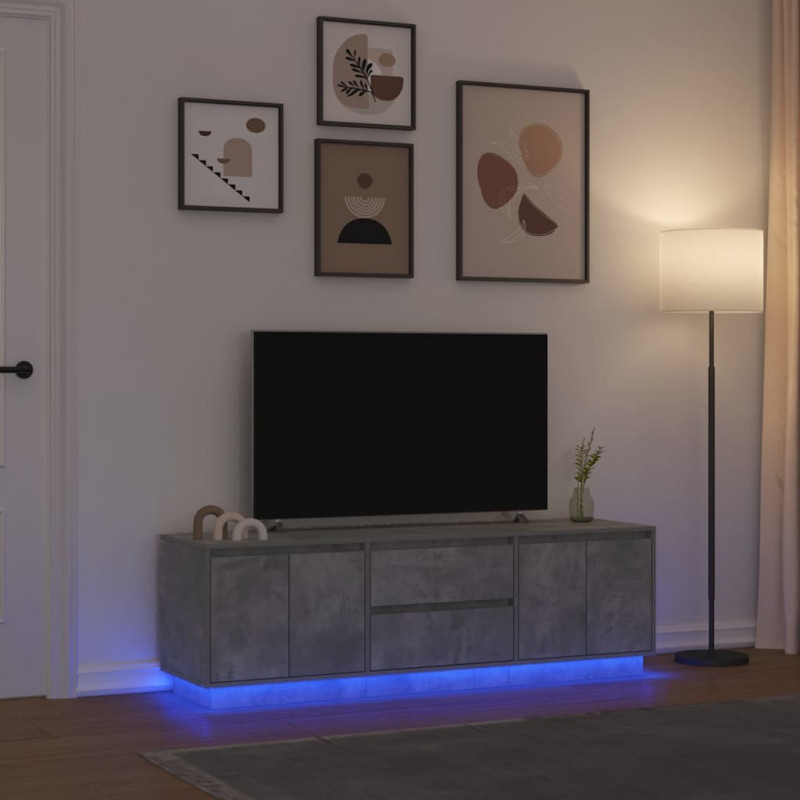 Szafka RTV z oświetleniem LED Beton Szary 160,5x41x50 cm