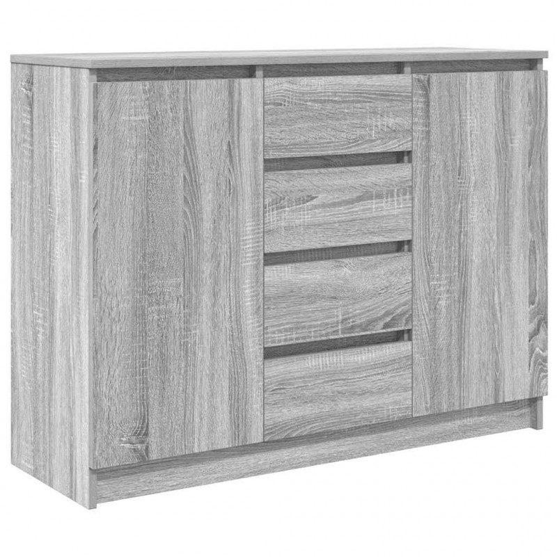 Komoda z szufladami Szara Sonoma 100,5x35x76 cm Drewno klejone