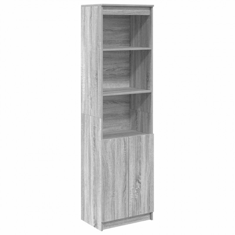 Komoda Szara Sonoma 50x35x180 cm Drewno klejone