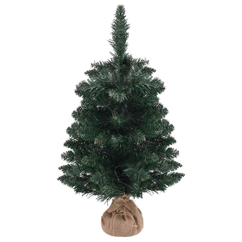 Sztuczna choinka z lampkami i stojakiem, zielona, 60 cm, PVC