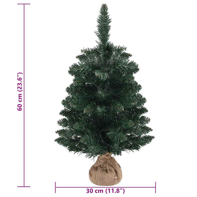 Sztuczna choinka z lampkami i stojakiem, zielona, 60 cm, PVC