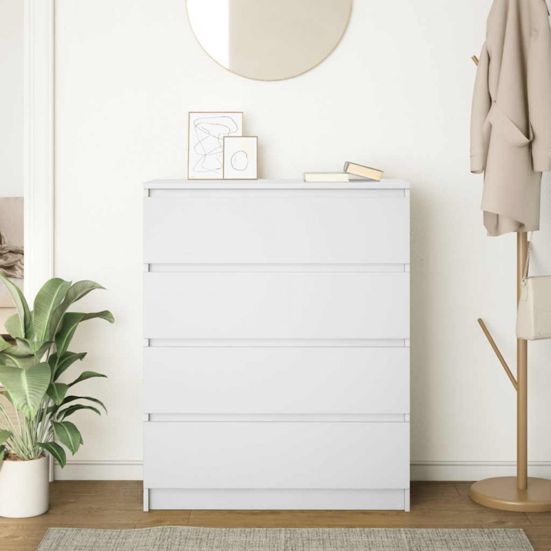 Komoda Biała 80x35x99 cm Drewno klejone