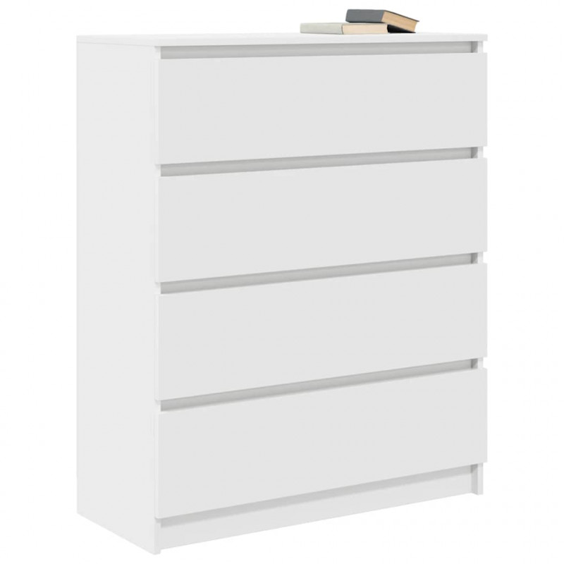 Komoda Biała 80x35x99 cm Drewno klejone