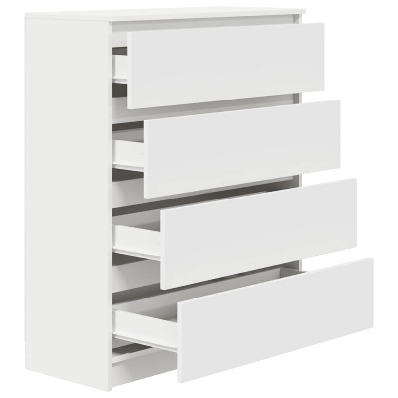Komoda Biała 80x35x99 cm Drewno klejone