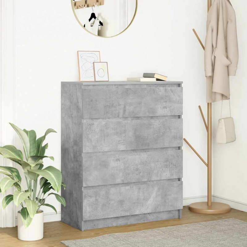 Komoda Betonowa Szara 80x35x99 cm Drewno klejone